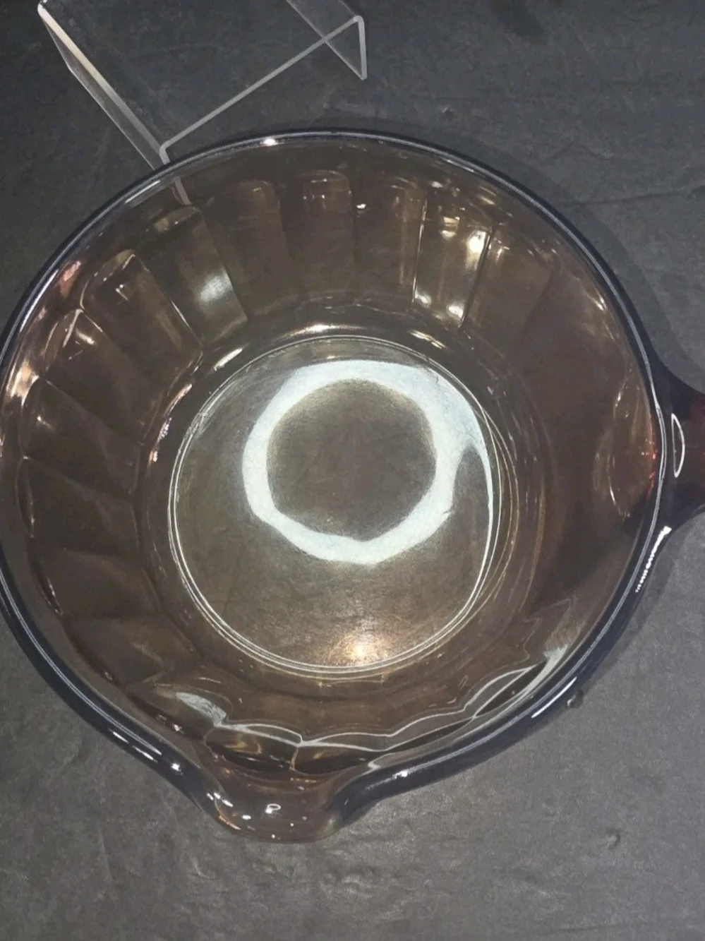 Corning Ware Vision Amber Glass Cookware 1L Sauce Pan Pot  Ribbed Sides